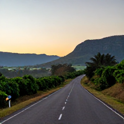 Caribbean Holidays, Jamaica February Adventures, A Jamaican mountain road leading towards the Blue Mountains at sunrise, with coffee plants and distant valleys