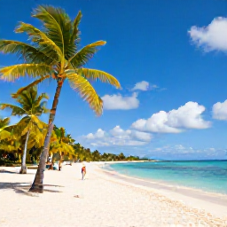 Caribbean Holidays, Jamaica February Flights, Golden Jamaican beach with turquoise sea, palm trees and travellers enjoying February sunshine