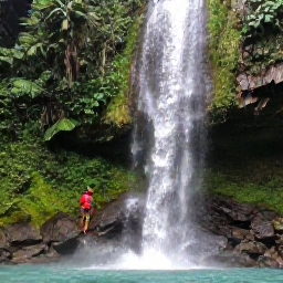Caribbean Holidays, Jamaica February Flights, Travellers exploring a Jamaican waterfall and lush tropical forest near Ocho Rios