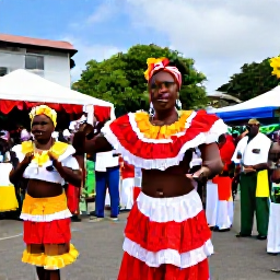 Caribbean Holidays, Jamaica February Holidays, Jamaican cultural celebration in Kingston with performers in traditional dress, colourful decorations, music and an enthusiastic local crowd