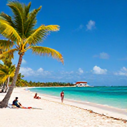 Caribbean Holidays, Jamaica February Holidays, Sunny Jamaican beach with turquoise water, palm trees and travellers enjoying a relaxed February holiday