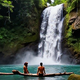 Caribbean Holidays, Jamaica in April, Couple exploring Jamaican waterfall and lush tropical forest in April, natural pools and adventurous holiday atmosphere