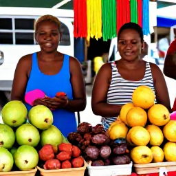 Caribbean Holidays, Jamaica in March, Colourful Jamaican market in March displaying tropical fruit, spices, jerk chicken and handmade crafts, with friendly sellers
