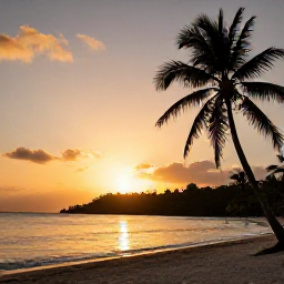 Caribbean Holidays, Jamaica in March, Golden sunset over Seven Mile Beach in Negril, Jamaica, with calm sea and silhouettes of palm trees