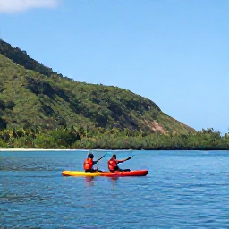 Caribbean Holidays, Jamaica in May, A couple kayaking on calm blue water along Jamaica&rsquo;s tropical coast with green hills in the background