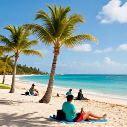 Caribbean Holidays, Jamaica in November, A relaxed all-inclusive beachfront resort in Jamaica in November, with palm trees, turquoise sea and guests enjoying the warm sunshine