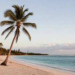 Caribbean Holidays, Jamaica in October, Quiet Jamaican beach in October with palm trees, calm turquoise water, a small fishing boat and soft late-afternoon light