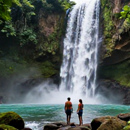 Caribbean Holidays, Jamaica in September, Couple exploring Dunn's River Falls in Jamaica, surrounded by lush rainforest and flowing water