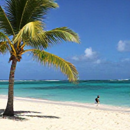 Caribbean Holidays, Jamaica in September, Quiet Jamaican beach in September with turquoise water, palm trees, a snorkeller near the reef and a calm atmosphere