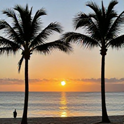 Caribbean Holidays, Jamaica Instagram Hotspots, A scenic view over Negril's Seven Mile Beach at sunset, with golden light, calm sea and silhouettes of palm trees