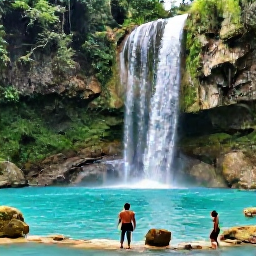 Caribbean Holidays, Jamaica Instagram Hotspots, A turquoise waterfall and natural swimming pools at Dunn's River Falls in Jamaica, surrounded by lush green tropical forest