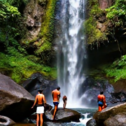 Caribbean Holidays, Jamaica Instagram Hotspots, Dunn's River Falls near Ocho Rios, Jamaica, with travellers climbing over smooth rocks through lush tropical greenery and flowing water
