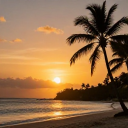 Caribbean Holidays, Jamaica Instagram Hotspots, Golden sunset over the Jamaican coast with silhouettes of palm trees and calm ocean water