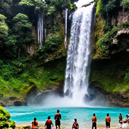 Caribbean Holidays, Jamaica Instagram Hotspots, Lush green foliage and turquoise pools at Dunn's River Falls near Ocho Rios, Jamaica, with visitors climbing the waterfall