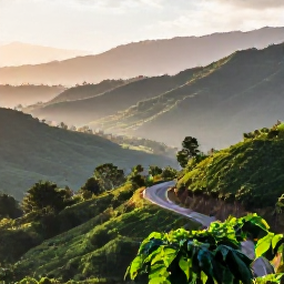 Caribbean Holidays, Jamaica Instagram Hotspots, Misty Blue Mountains landscape in Jamaica with coffee plants, winding roads and layered green hills beneath soft morning light