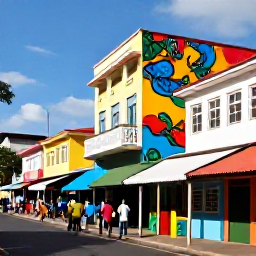 Caribbean Holidays, Jamaica Instagram Spots, Colourful street art and lively market details in Kingston, Jamaica, with local architecture and people enjoying the city