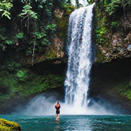 Caribbean Holidays, Jamaica Instagram Spots, Traveller photographing Dunn's River Falls in Jamaica, surrounded by lush green rainforest and cascading clear water