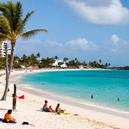 Caribbean Holidays, Jamaica January Breaks, Montego Bay waterfront with turquoise sea, sandy beach, palm trees and visitors enjoying a relaxed January afternoon
