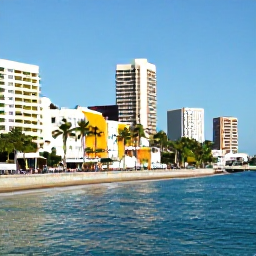Caribbean Holidays, Jamaica January Breaks, Sunny Kingston waterfront with palm trees, colourful buildings and visitors exploring the Jamaican capital in January