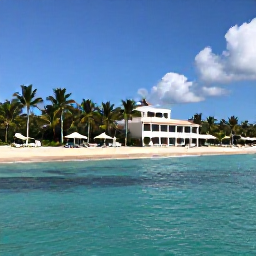 Caribbean Holidays, Jamaica January Holidays, Sunny Jamaican beach in January with calm turquoise sea, palm trees and a comfortable all-inclusive resort in the background