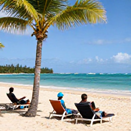 Caribbean Holidays, Jamaica January Holidays, Visitors relaxing on a beautiful Jamaican beach in January, clear turquoise sea, golden sand, shady palm trees and gentle sunshine