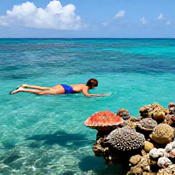 Caribbean Holidays, Jamaica Luxury Holidays, Couple snorkelling in clear Jamaican waters near a bright coral reef, tropical fish, calm sea and sunny sky