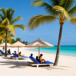 Caribbean Holidays, Jamaica Luxury March, Luxury Jamaican beach resort with private cabanas, palm trees and guests relaxing beside a turquoise sea
