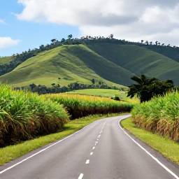 Caribbean Holidays, Jamaica Multi-Country, A scenic Jamaican road winding through green hills, sugar cane fields and tropical countryside beneath a bright sky