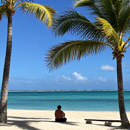 Caribbean Holidays, Jamaica Multi-Country, A sunny Jamaican coastline with turquoise sea, palm trees and a relaxed traveller enjoying the view