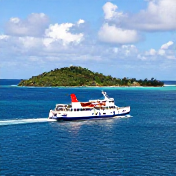 Caribbean Holidays, Jamaica Multi-Country Holiday, A colourful Caribbean travel scene showing a ferry and aircraft linking Jamaica with neighbouring islands, with blue sea and tropical islands in the distance