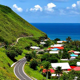Caribbean Holidays, Jamaica Multi-Country Holidays, A scenic Jamaican coastal road winding past lush green hills, colourful villages and the blue Caribbean Sea