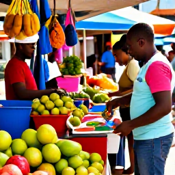 Caribbean Holidays, Jamaica Multi-Country, Travellers exploring a colourful Jamaican market with tropical fruit, local crafts and friendly island life