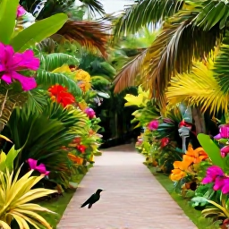 Caribbean Holidays, Jamaica Nature Holidays, Jamaican tropical garden with colourful flowers, hummingbirds and a peaceful walking path