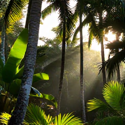 Caribbean Holidays, Jamaica Nature Holidays, Lush Jamaican rainforest in August with tall palms, tropical foliage and soft morning light