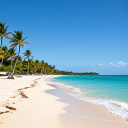 Caribbean Holidays, Jamaica November Holidays, Wide sandy Jamaican beach with clear turquoise water, palm trees and warm November sunshine
