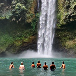 Caribbean Holidays, Jamaica November Tours, Visitors swimming in the clear natural pools below Dunn's River Falls in Jamaica, surrounded by lush tropical vegetation