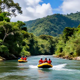 Caribbean Holidays, Jamaica October Adventures, A guided rafting trip on a gentle Jamaican river surrounded by green hills and tropical forest