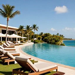 Caribbean Holidays, Jamaica October Holidays, A stylish all-inclusive resort in Jamaica with an infinity pool, tropical gardens and guests enjoying a relaxed October afternoon