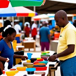 Caribbean Holidays, Jamaica Safari Holidays, A friendly local guide showing travellers Jamaican food and crafts at a lively rural market