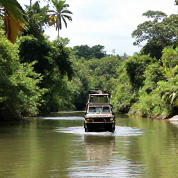 Caribbean Holidays, Jamaica Safari Holidays, A guided wildlife excursion beside a Jamaican river surrounded by rainforest and tropical plants