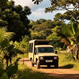 Caribbean Holidays, Jamaica Safari Holidays, A safari vehicle travelling through lush Jamaican countryside in warm August sunshine
