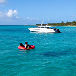 Caribbean Holidays, Jamaica Scuba Diving, Relaxed dive boat leaving a Jamaican resort coastline on a sunny April morning