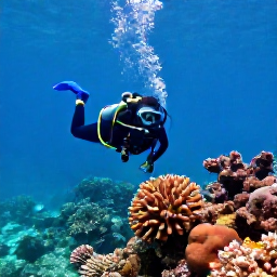 Caribbean Holidays, Jamaica Scuba Diving, Scuba diver exploring a colourful coral reef in clear turquoise Jamaican water during February
