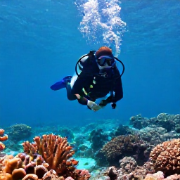 Caribbean Holidays, Jamaica Scuba Diving, Scuba diver exploring a colourful coral reef in clear turquoise Jamaican water during November