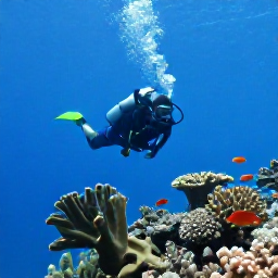 Caribbean Holidays, Jamaica Scuba Diving, Scuba diver swimming alongside a Jamaican coral reef wall with colourful fish, sea fans and clear visibility