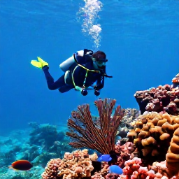 Caribbean Holidays, Jamaica Scuba Diving, Scuba divers exploring a colourful coral reef near Negril, with tropical fish, sea fans and clear blue Jamaican water