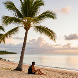 Caribbean Holidays, Jamaica September, Backpacker relaxing beside a quiet Jamaican beach in September, tropical palms, warm sea and soft afternoon light