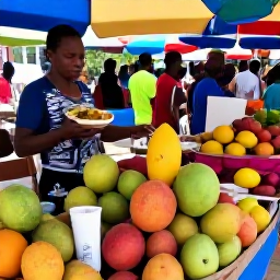 Caribbean Holidays, Jamaica September Tours, Friendly Jamaican food market with colourful tropical fruit, traditional dishes and welcoming local vendors