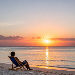 Caribbean Holidays, Jamaica Solo Holidays, A lone traveller relaxing on Seven Mile Beach in Negril, with calm Caribbean water, a beach chair and a vivid sunset