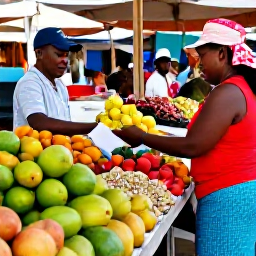 Caribbean Holidays, Jamaica Solo Holidays, Friendly solo visitor exploring a Jamaican market with colourful fruit, spices and local traders